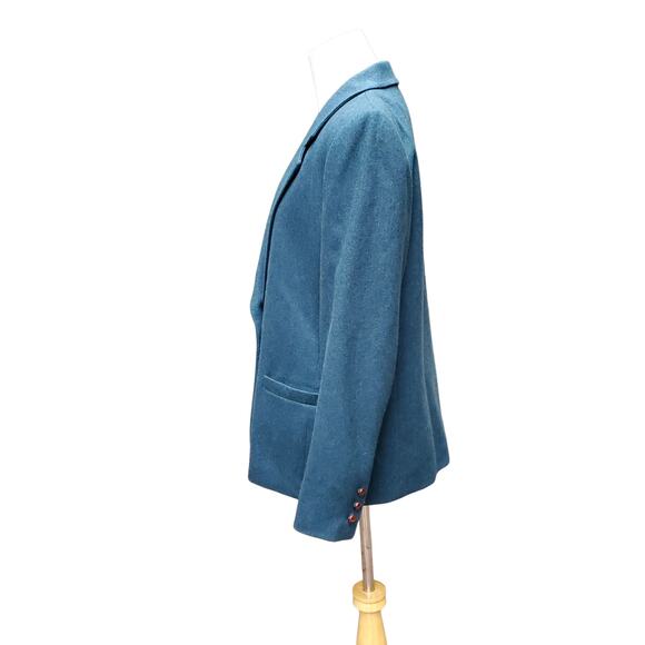 Vintage John Meyer Wool Poly Career Blazer Jacket Blue Teal Sz 14 - Picture 7 of 16